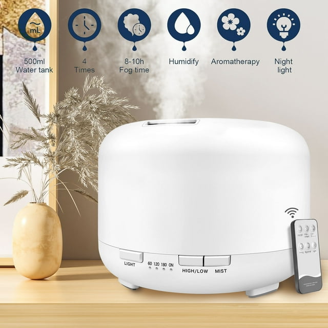 500ml Essential Oil Diffuser with Remote Control , Aroma Diffuser Air Humidifier for Home