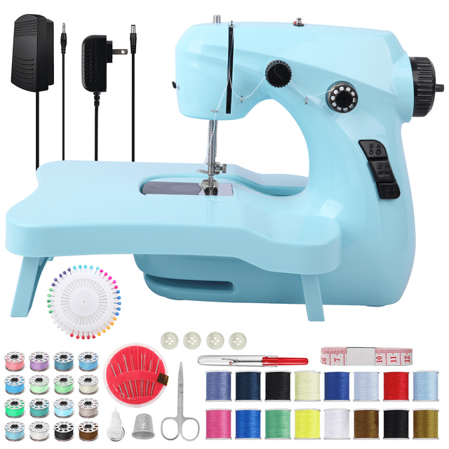 Sewing Machine for Kids Beginners Portable Mini Sewing Machine with 12 Built-in Stitches,Extension Table,Sewing Kit