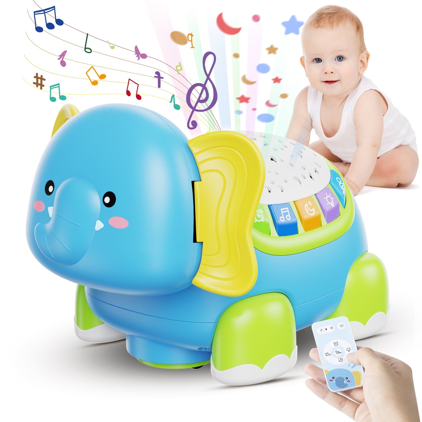Baby Crawling Toys for Toddler 1-3, Learning Walking Infant Tummy Time Toys with Starlight & Music, Birthday Gift for Toddler Boys Girls 6 9 12 18 24 Month