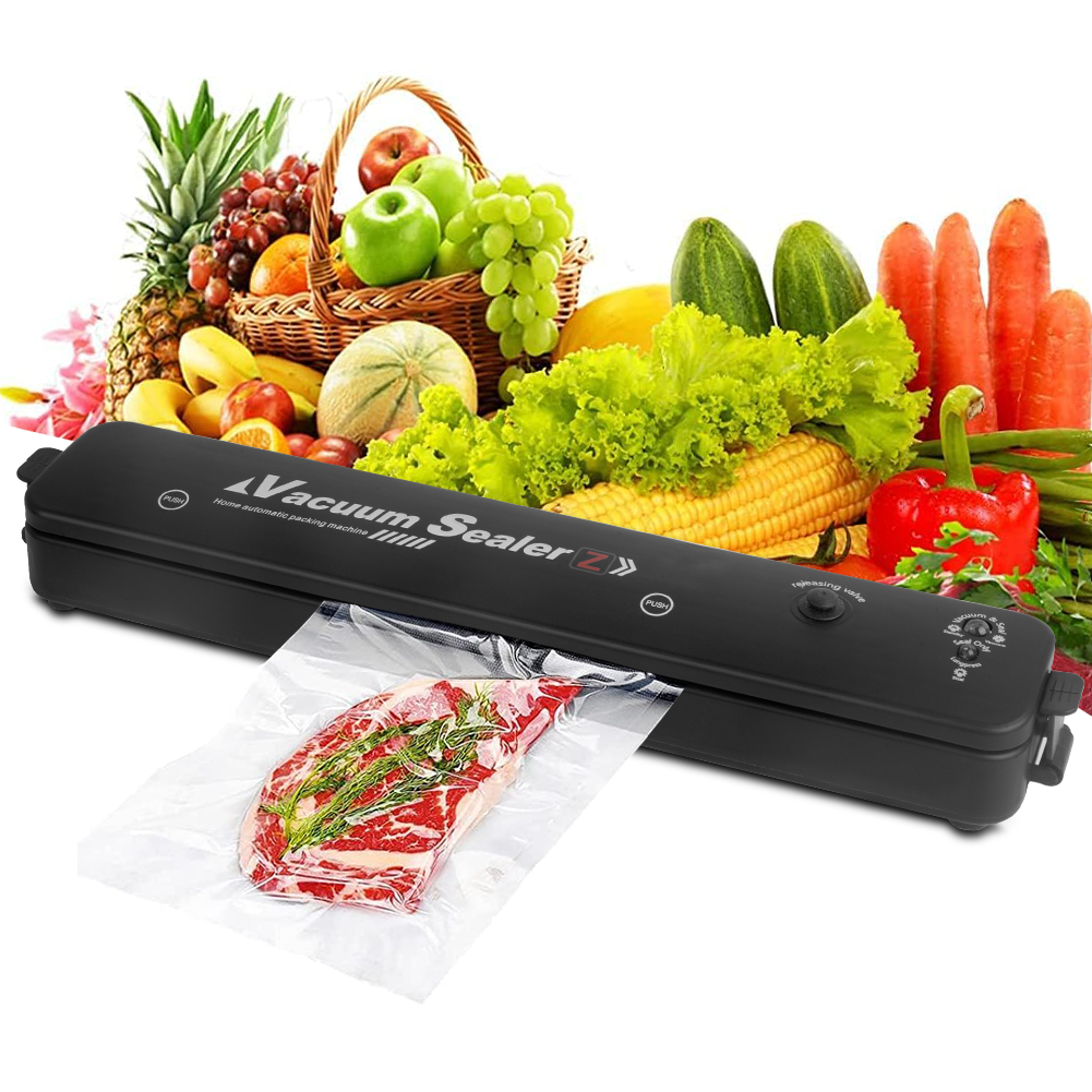 Food Vacuum Sealer Machine with 10 Seal Bags for Dry Moist Foodsealer Storage, Black