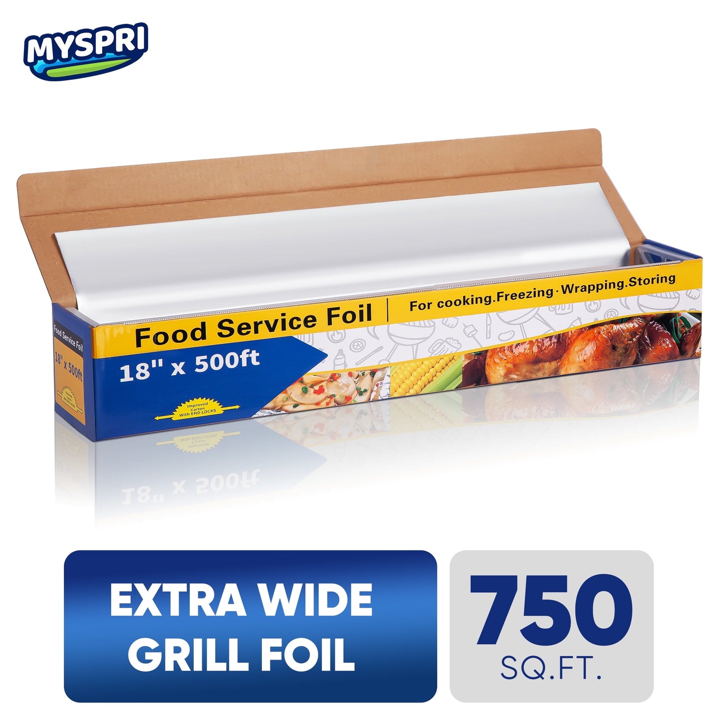 Heavy Duty Aluminum Foil 18 inch Tin Foil with Serrated Cutter, 500 Square Feet