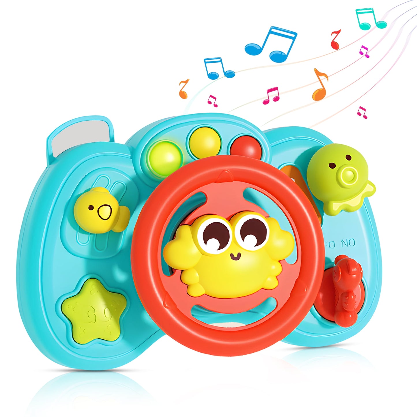 Learning Musical Steering Wheel Toys for Toddlers 1-3, Educational Driving Car Interactive Toys with Sound