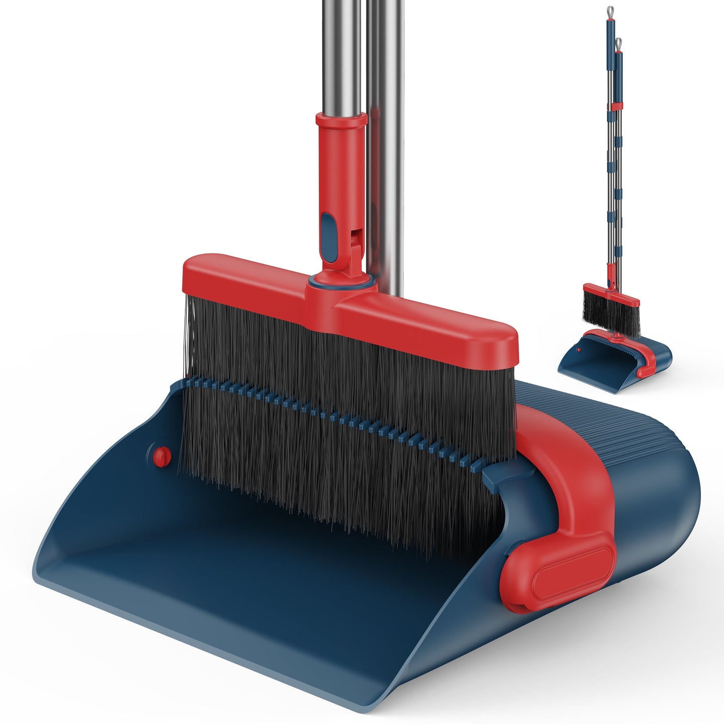 Broom and Dustpan Combo Set with Long Handle for Home Floors