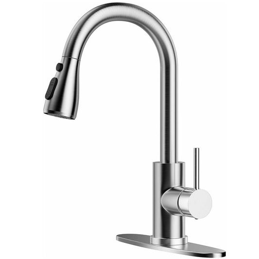 Kitchen Faucet Single Handle with Pull Down Sprayer Stainless Steel Sink Faucets 16 inches