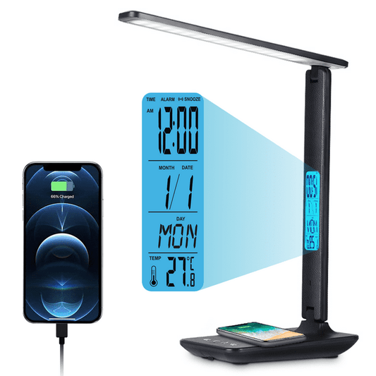 LED Desk Lamp for an Office in Home College with USB Port , Eye-Caring Study Lamp Black