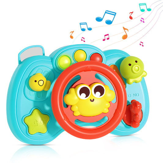 Learning Musical Steering Wheel Toys for Toddlers 1-3, Educational Driving Car Interactive Toys with Sound