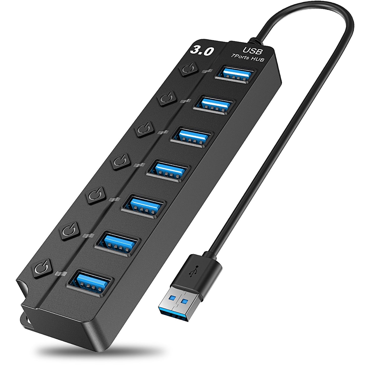 7 Port USB Hub Splitter 3.0 for Laptop Desktop USB Adapter with Individual Switches