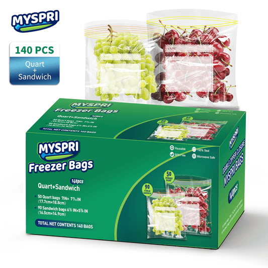 Quart Freezer Food Storage Bags 50 Count and Sandwich Bags 90 Count