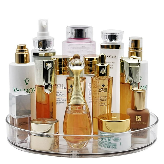 Clear Rotating Lazy Susan Turntable Organizer for Kitchen Cabinets Spices 10.6 inch Storage Containers