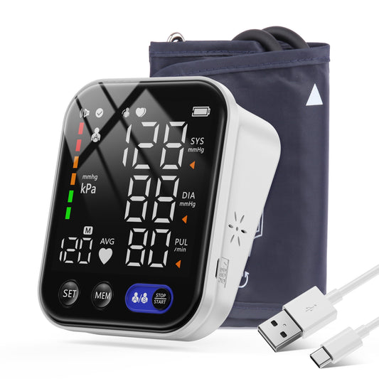 Rechargeable Blood Pressure Monitor with LED Digital Display, Upper Arm Cuff, Accurate & Easy BP Monitor for Home Use